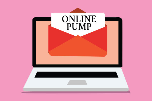 概念手写显示在线泵。商业照片展示的设备，从较低的水平移动液体到较高的电脑接收电子邮件信息信封与纸虚拟。图片下载
