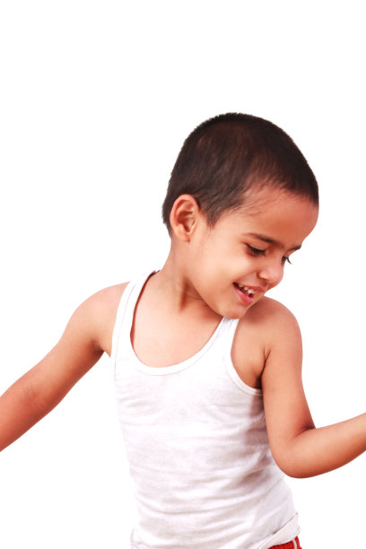 可爱的天真男孩跳舞肖像图片下载