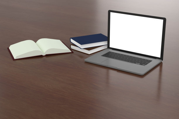 桌上的3d渲染笔记本电脑图片下载