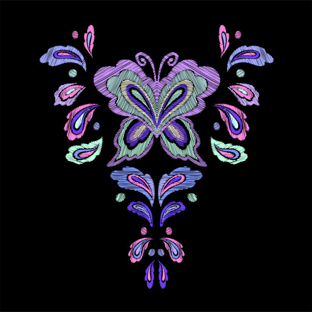 刺绣图案，领口线图片下载