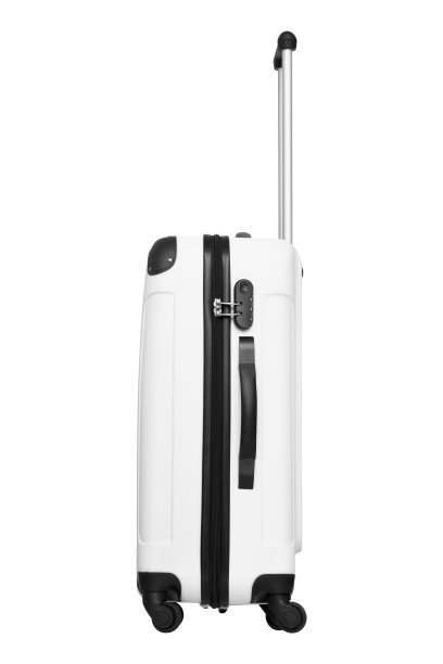 白色塑料手提箱孤立在白色背景图片下载