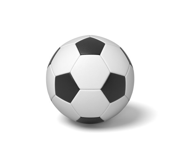 一个单一的黑色和白色皮革球踢足球或足球的3d渲染。图片下载