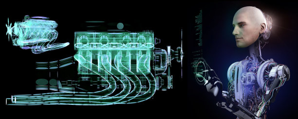 工程师机器人和机动车辆图片下载