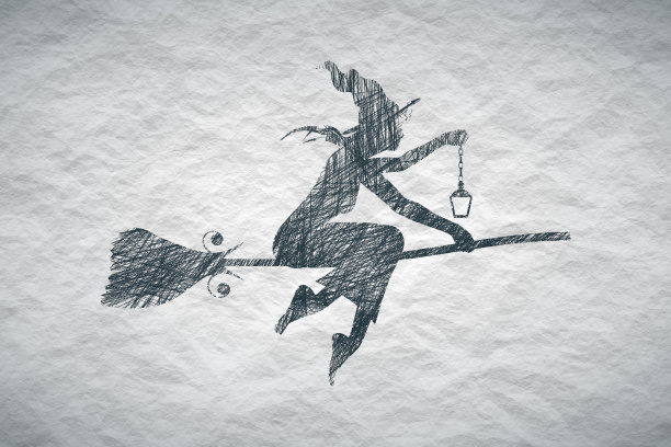 会飞的年轻女巫图标。图片下载