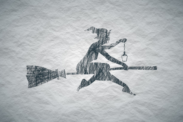 会飞的年轻女巫图标。图片下载