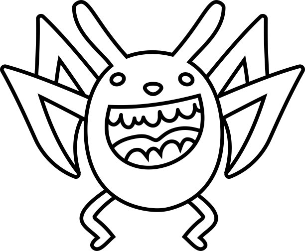 白色卡通可爱的怪物向量图片下载