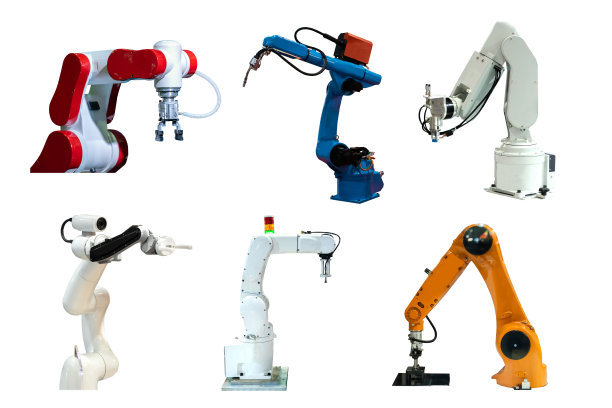 收集机器人机械臂和相机的未来，工作代替人的白色背景图片下载