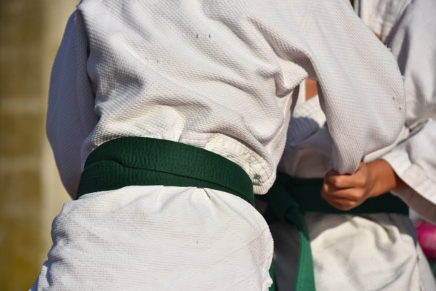 柔道和武术的黑色和彩色腰带图片下载