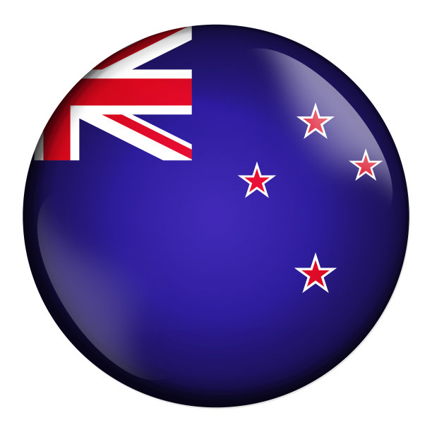 圆形图标，新西兰国旗孤立在白色背景图片下载