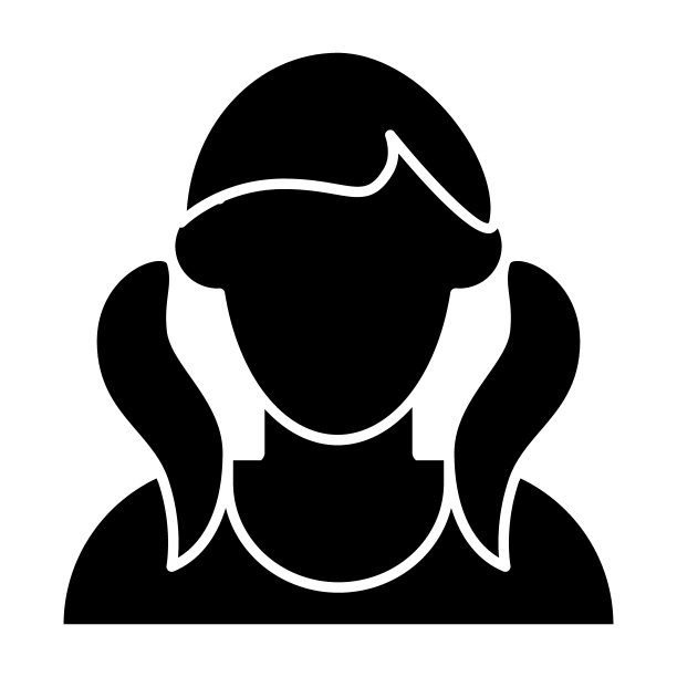 女孩与尾巴化身固体图标。无脸女孩与两个尾巴矢量插图孤立在白色。女性肖像字形风格设计，专为网页和应用设计。Eps 10。图片下载