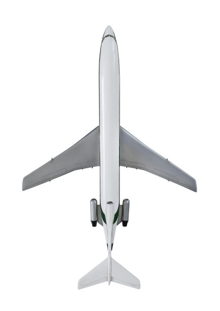 俯视图的飞机模型孤立在白色背景图片下载