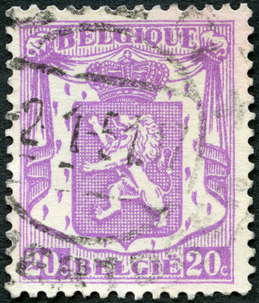 邮票在比利时印刷显示1934年的盾形纹章图片下载