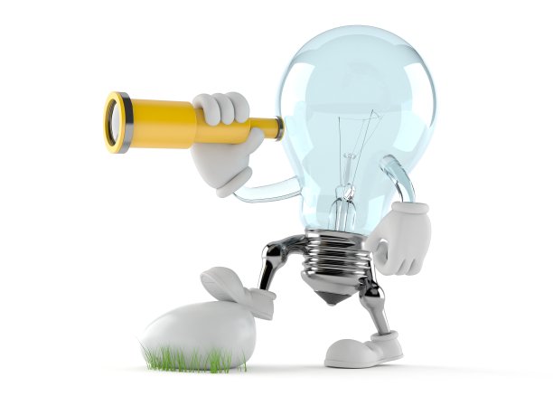 透过望远镜看灯泡的人物图片下载