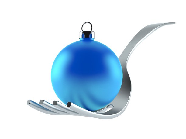 叉子上有圣诞装饰物图片下载