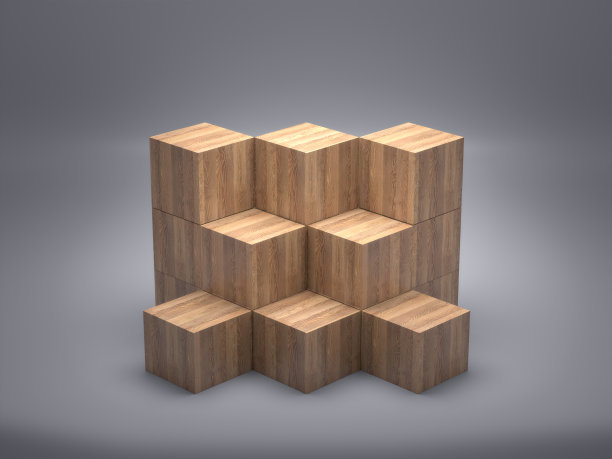 木制展示台，设计台，空白产品架，背景干净。3 d渲染。图片下载