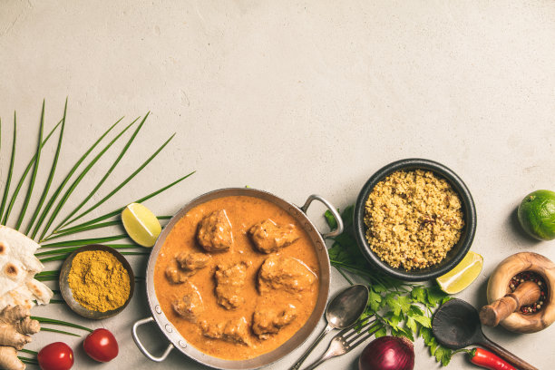 传统咖喱和配料的具体背景图片下载