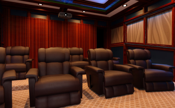 3D插图家庭影院内部图片下载