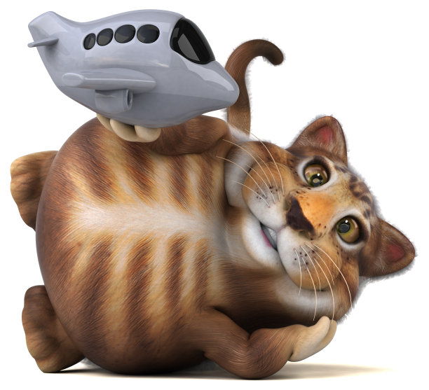 有趣的猫- 3D插图图片下载