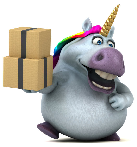 有趣的独角兽- 3D插图图片下载