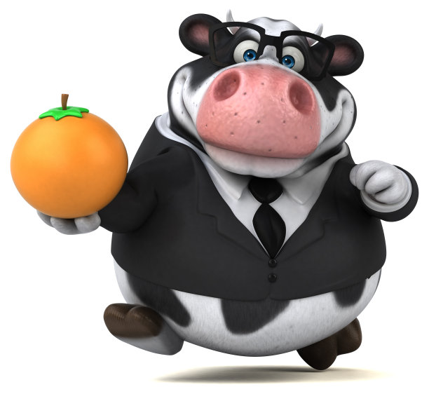 有趣的牛- 3D插图图片下载