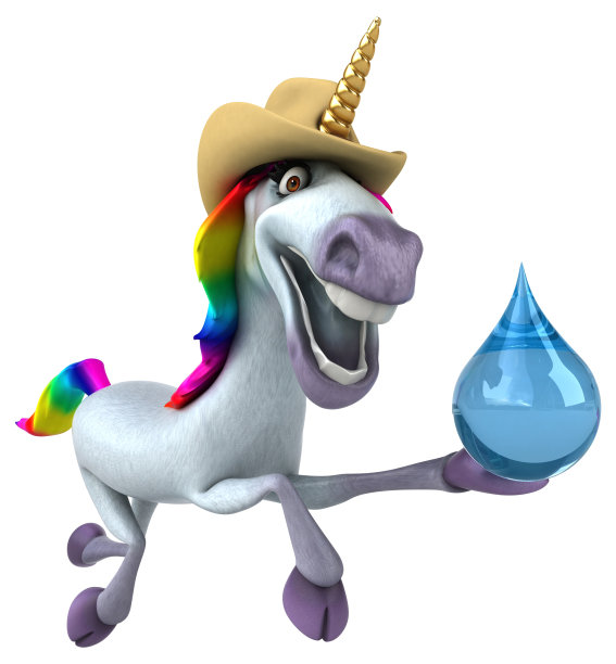 有趣的独角兽- 3D插图图片下载