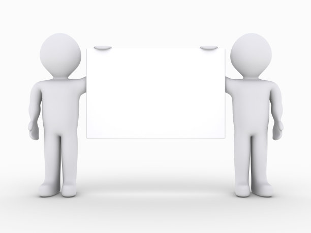 两个人举着空白的牌子图片下载