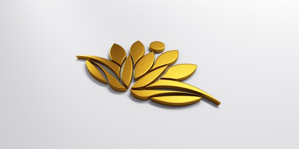 金莲花人标志。3D渲染插图图片下载