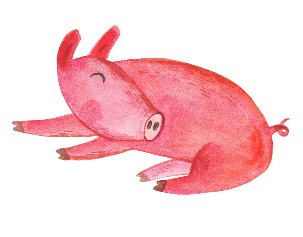 猪的水彩画。猪是新年的象征图片下载