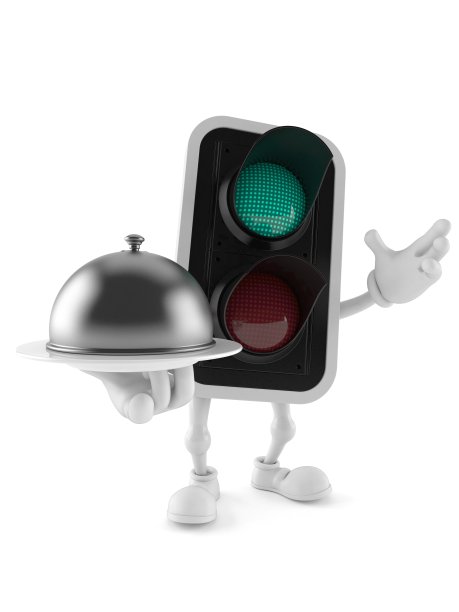 绿色交通灯character holding catering dome图片下载