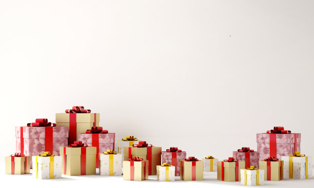 工作空间装饰用礼盒、生日背景礼盒或白色背景销售标签、3d插图、3d渲染图片下载