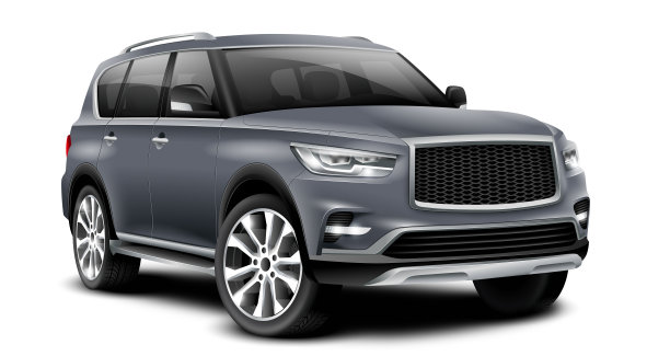 灰色通用SUV汽车与孤立的路径在白色背景图片下载