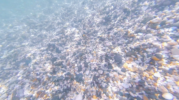 照片摄于黑海海底，夏天有石头和鹅卵石图片下载
