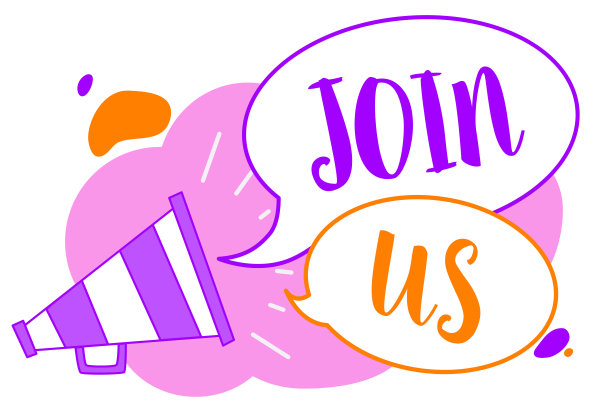 “加入我们”的文字标志。概念照片在社区团队或博客注册在社交媒体上注册扩音器扬声器演讲气泡大声说出重要的信息。图片下载