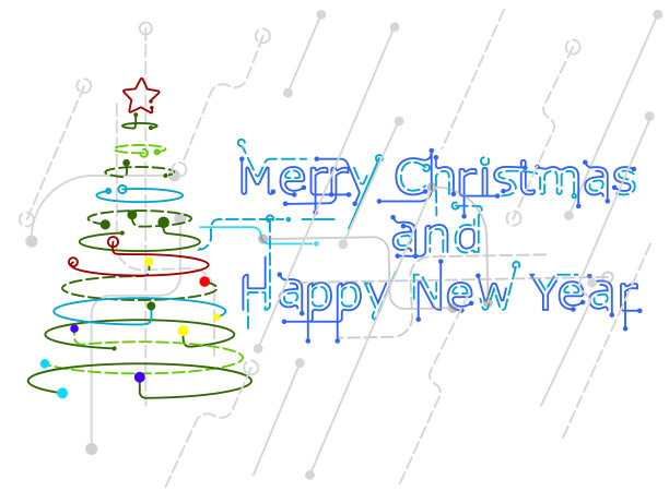 2019年电路材质，新年快乐模板。图片下载