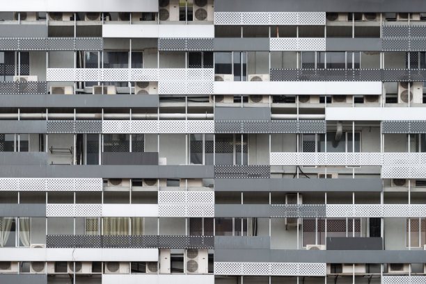 现代住宅建筑立面吉隆坡市中心，马来西亚，香港公寓风格，亚洲图片下载