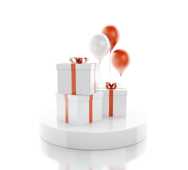 3d气球和礼品盒图片下载