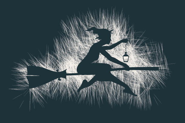 会飞的年轻女巫图标。图片下载