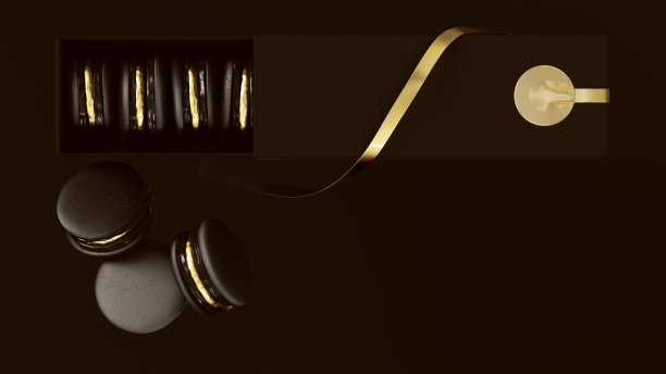 黑色和金色的豪华马卡龙图片下载