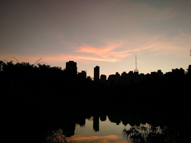 城市在夕阳下的剪影，图片下载