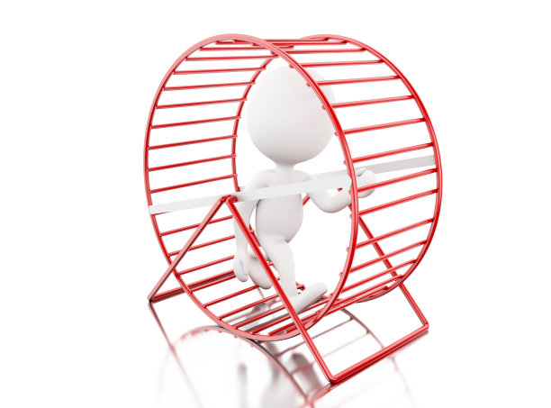 3d白人在仓鼠转轮上奔跑图片下载