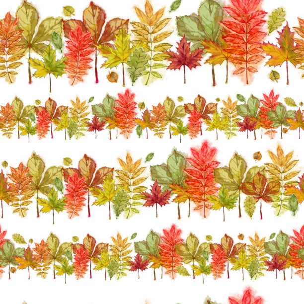 秋叶线形无缝图案。图片下载