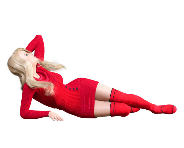 漂亮的金发，短针织束腰外衣，长靴子。图片下载