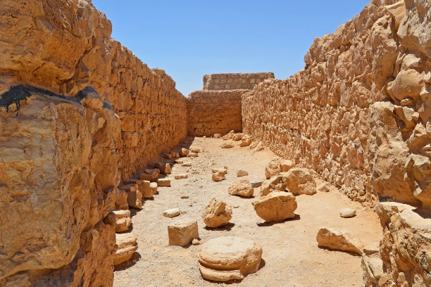 以色列马萨达古 крепость 遗址石拱门，联合国教科文组织世界遗产图片下载