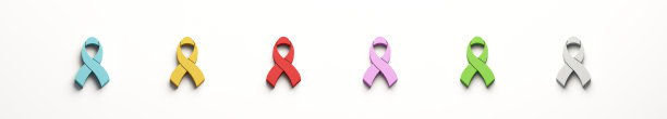 癌症意识丝带一套颜色。3D渲染插图图片下载