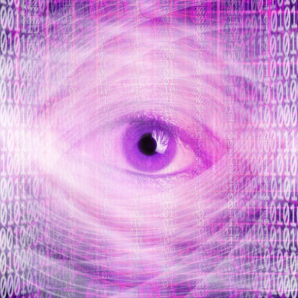 用二进制代码实现眼睛和灯光的抽象背景图片下载