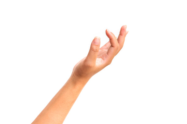 近距离的手孤立的白色背景。手按摩手腕。图片下载
