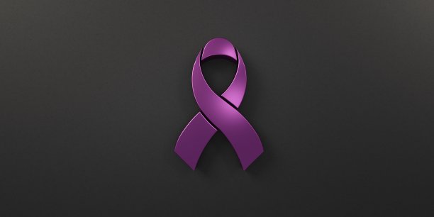 癌症意识粉红丝带黑色背景。3 d渲染图图片下载