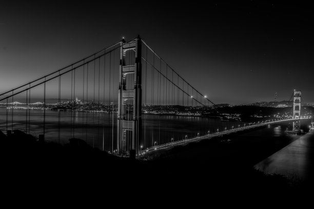 金门大桥的黑白景色图片下载