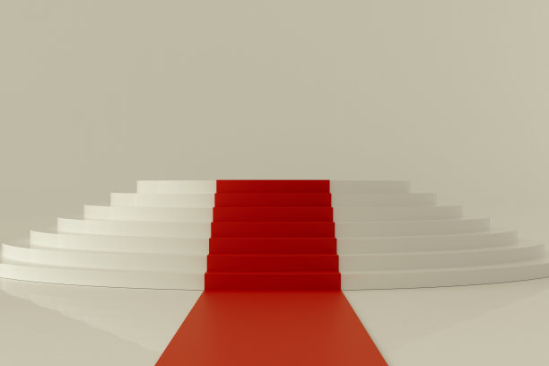3d渲染红地毯上的楼梯背景图片下载