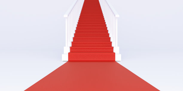 3d渲染红地毯上的楼梯背景图片下载
